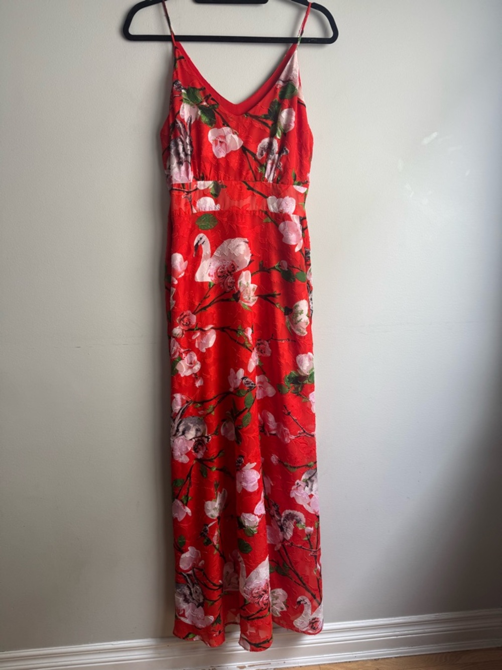 RW&CO. Bright Red Floral Slip Dress - Picture 4 of 6